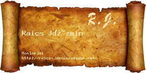 Raics Jázmin névjegykártya